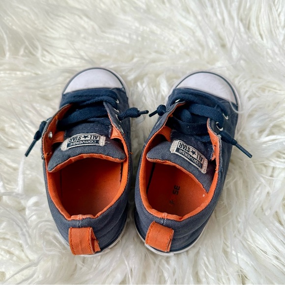 Converse All Star Navy Blue and Orange Toddler Boy Sneaker Shoes Size 10 - Picture 3 of 6